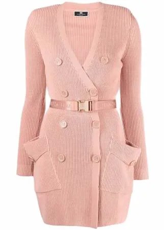 Elisabetta Franchi платье в рубчик с поясом
