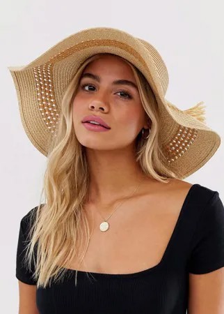 Соломенная шляпа с кисточками Boardmans-Бежевый
