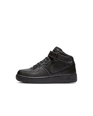 Детские кроссовки Nike Force 1 Mid Black/Black (314196 004)