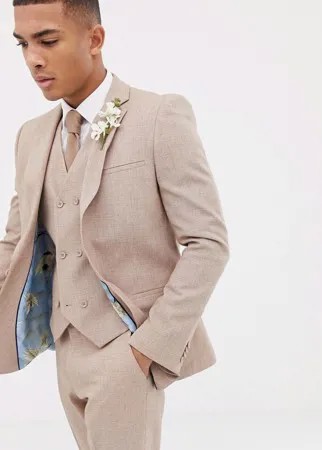 Приталенный пиджак верблюжьего цвета ASOS DESIGN wedding-Neutral