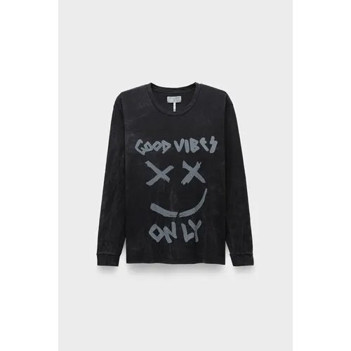 Футболка One Teaspoon good vibes only long sleeve tee charcoal, размер 44, черный