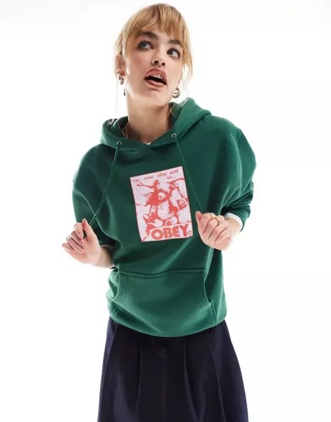 Зеленая худи Obey Come Play with Us