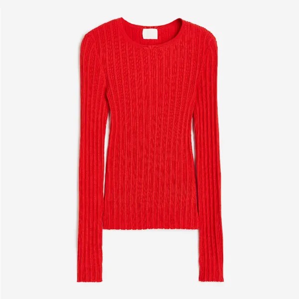 Лонгслив H&M Rib-knit, красный