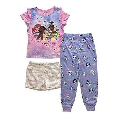 Пижамный комплект из 3-х шорт и брюк Disney Girls Princess из трикотажа (6)