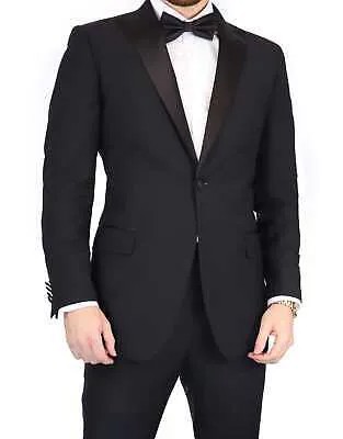 Мужской смокинг Blujacket черного цвета с пиковыми лацканами Zignone, шерстяной приталенный смокинг
