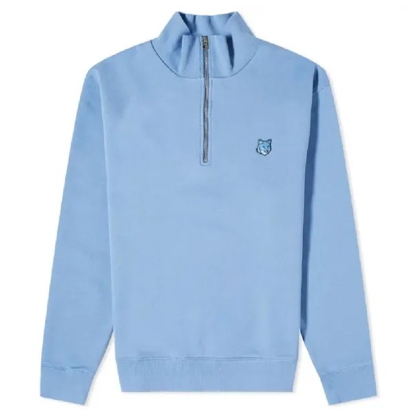 Толстовка Maison Kitsune Bold Fox Head Patch Half Zip, голубой