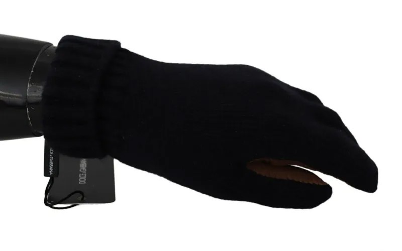 DOLCE - GABBANA Мужские перчатки кашемирового трикотажа черного цвета с широкими эластичными манжетами s. Рекомендуемая розничная цена: 600 долларов США.