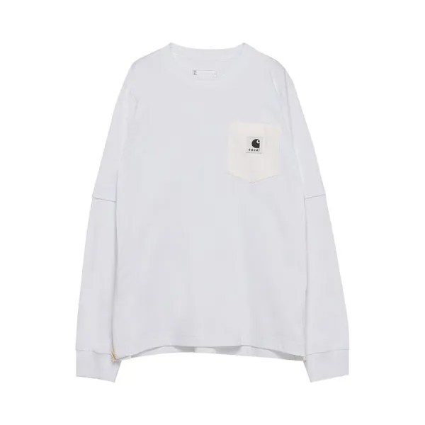 Футболка Sacai x Carhartt WIP Long-Sleeve  'White', белый