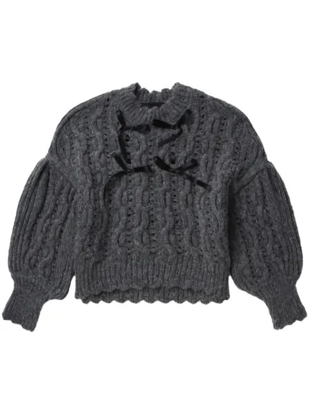 Simone Rocha джемпер с кружевной строчкой, серый