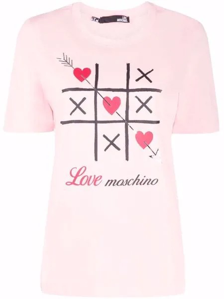 Love Moschino tic tac toe heart-print T-shirt