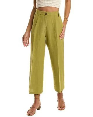 Женские укороченные брюки из смесового льна Etro, зеленые 46