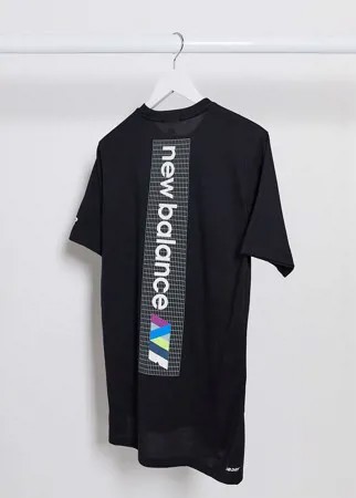 Черная футболка с принтом на спине New Balance Running heathertech-Черный
