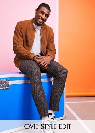 Светло-коричневый замшевый бомбер ASOS DESIGN-Коричневый цвет