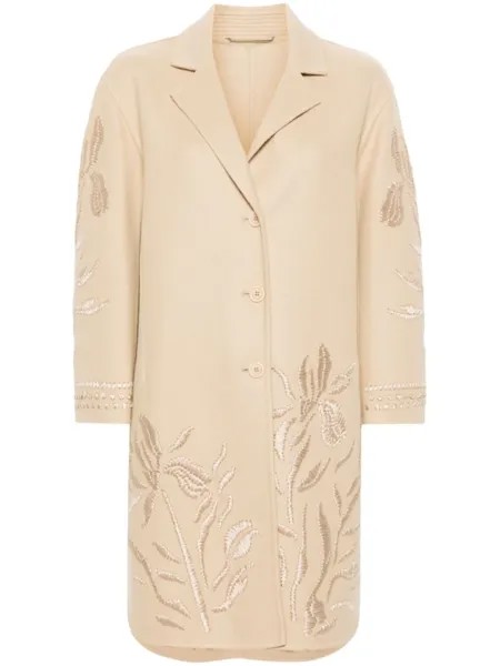 Ermanno Scervino пальто с цветочной вышивкой, нейтральный цвет