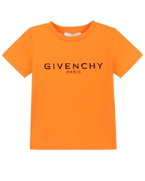 Оранжевая футболка прямого кроя Givenchy детская
