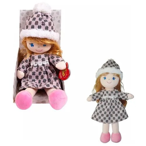 Кукла ABtoys Мягкое сердце, мягконабивная, в шапочке и фетровом платье, 36 см, в открытой коробке