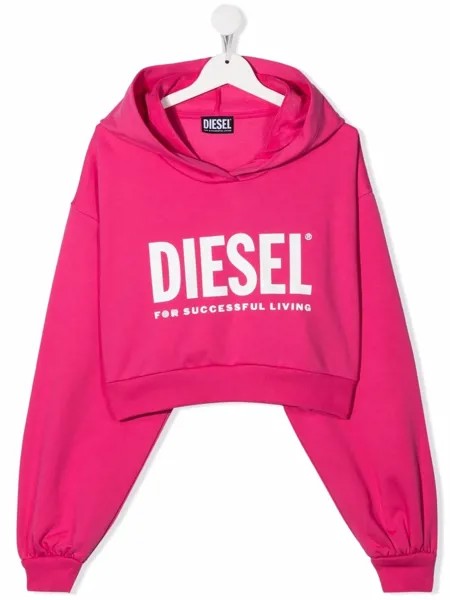 Diesel Kids укороченное худи с логотипом