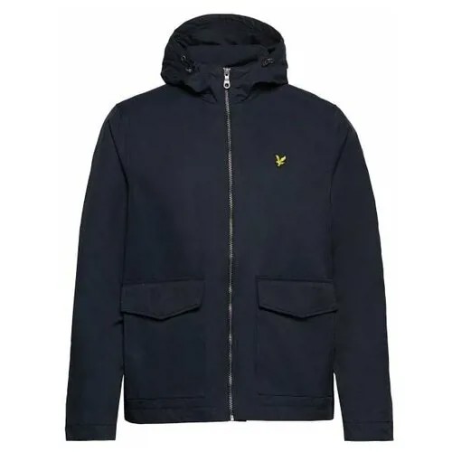 Ветровка Lyle & Scott демисезонная, силуэт прямой, карманы, подкладка, регулируемый край, несъемный капюшон, размер xl, синий