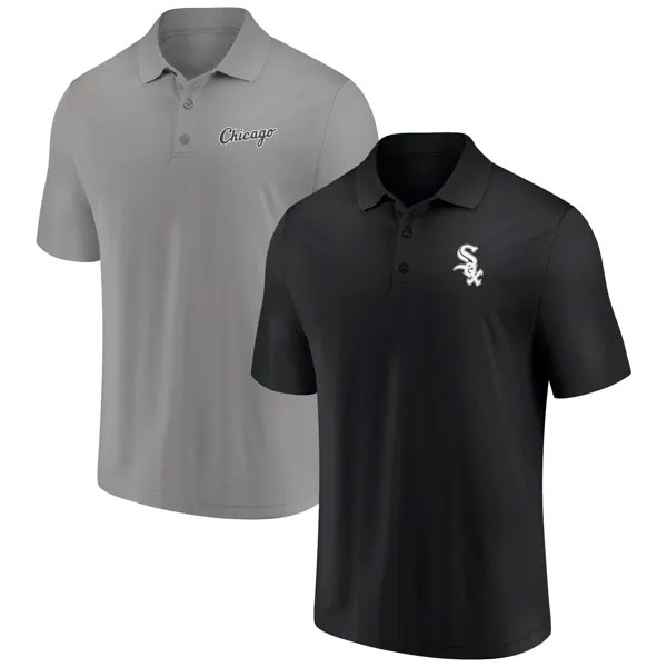 Мужская фирменная черная/серая комбинированная футболка-поло с логотипом Chicago White Sox Dueling Fanatics