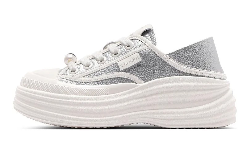 Кроссовки C°BANNER Skateboarding Shoes Women's Low-top Silver, серебряный