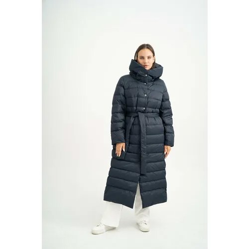 Пальто  Modress зимнее, силуэт прямой, удлиненное, размер 52, синий