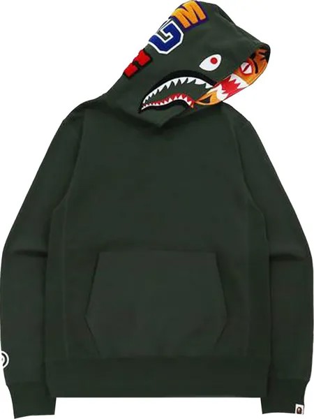 Худи BAPE Shark x Tiger Pullover Hoodie 'Olive Drab', зеленый