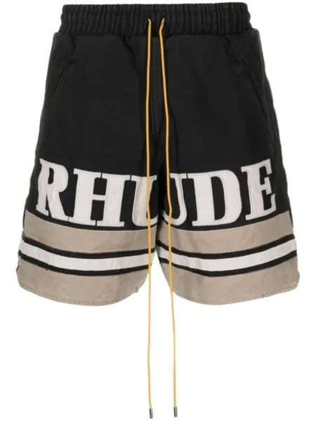 RHUDE шорты с вышитым логотипом, черный