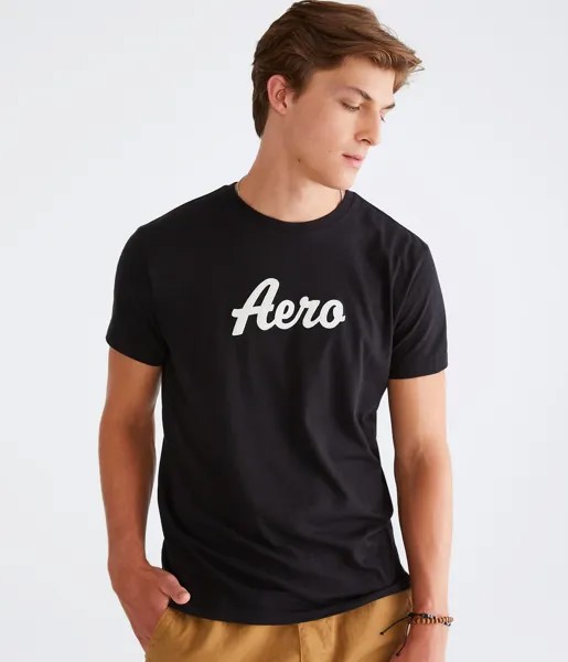 Футболка с графическим рисунком и аппликацией Aero Script Aeropostale, черный
