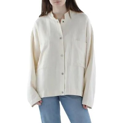 Женская куртка-рубашка из органического хлопка цвета слоновой кости Eileen Fisher, верхняя одежда L/XL BHFO 7445