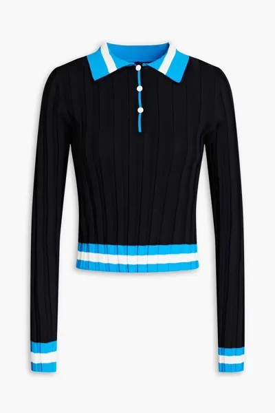 Полосатый свитер-поло в рубчик Solid & Striped, черный