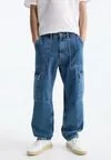 Джинсы свободного кроя BAGGY Pull&Bear, синий