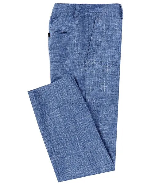 Однотонные классические брюки строгого кроя Perry Ellis с плоской передней частью и штриховкой спереди, синий