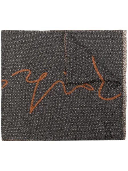 Giorgio Armani logo-print wool scarf