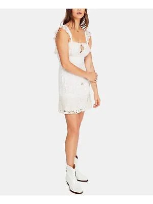 FREE PEOPLE Женское кружевное мини-платье цвета слоновой кости без рукавов с квадратным вырезом 0