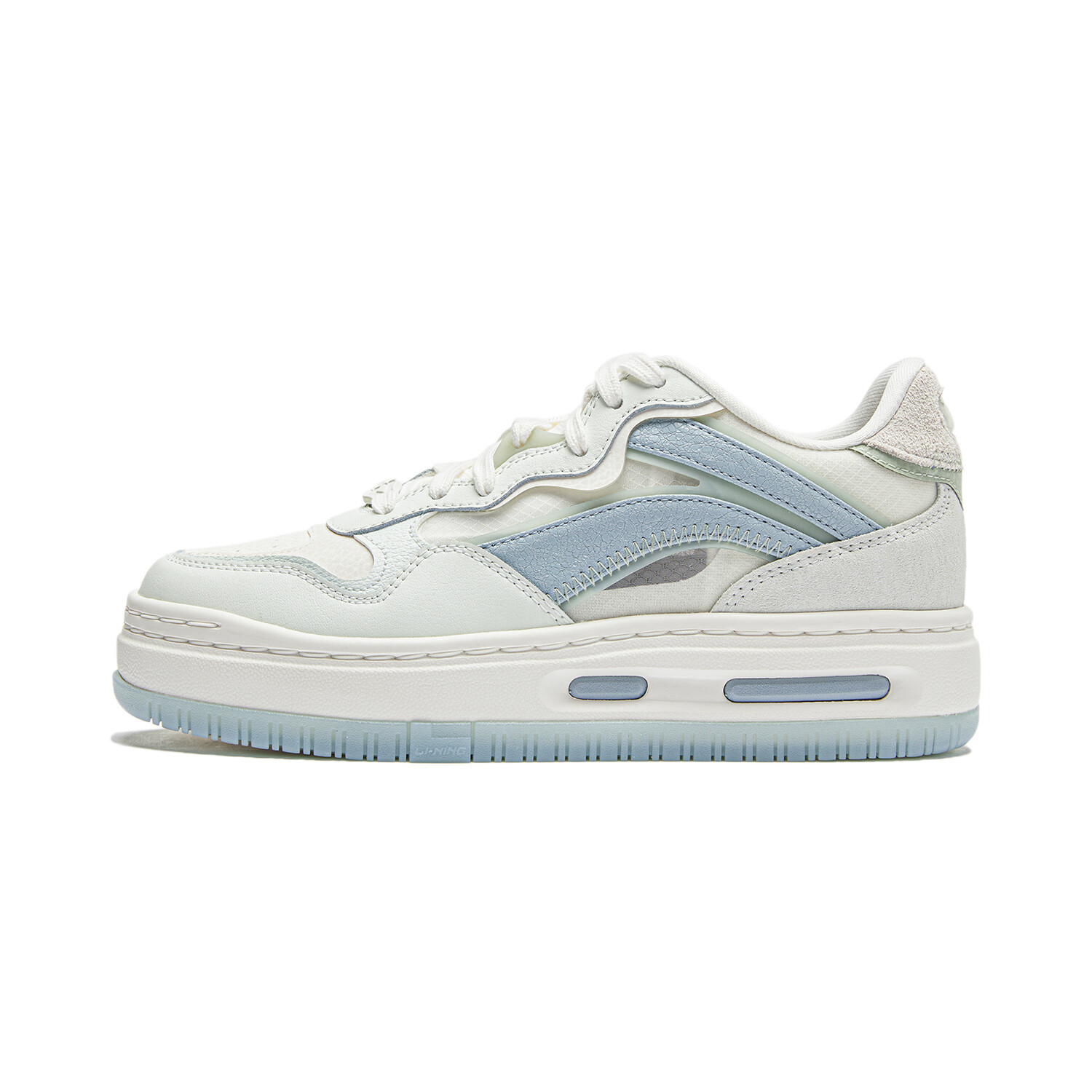 Кроссовки LINING Future C1 Skateboarding Shoes Women's Low-top Cloud White/wave Blue/misty Gray-green, серо-зеленый