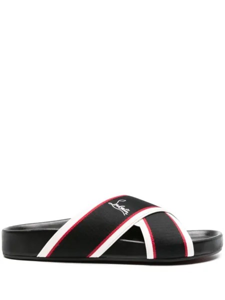 Christian Louboutin шлепанцы Hot Cross Bizz в полоску, черный