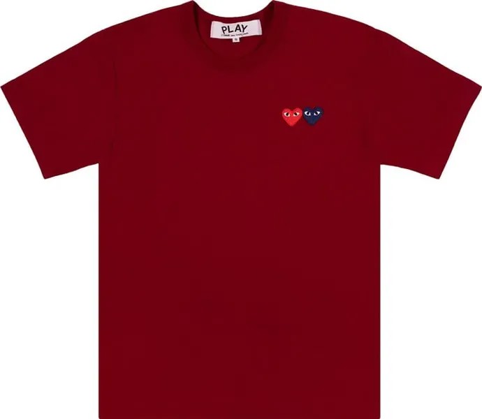 Футболка Comme des Garçons PLAY Double Heart Logo Short-Sleeve T-Shirt 'Burgundy', красный
