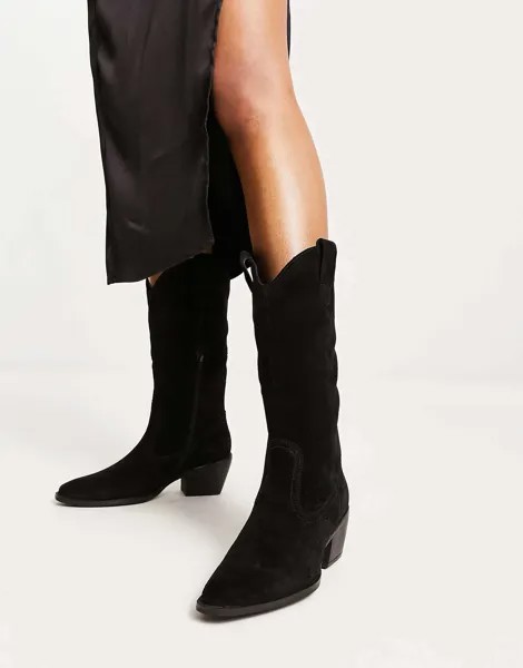 Черные кожаные высокие ботинки в стиле вестерн London Rebel London Rebel