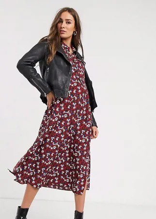 Бордовое платье-рубашка Topshop Maternity-Фиолетовый