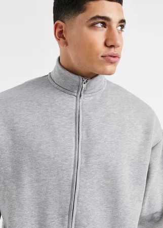 Серая меланжевая спортивная куртка в стиле oversized ASOS DESIGN-Серый