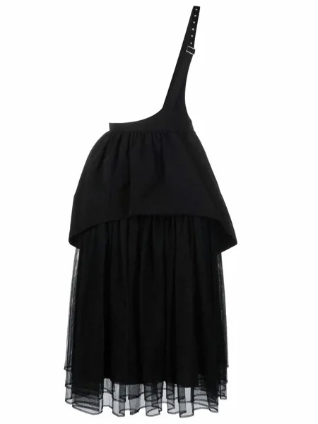 Comme Des Garçons Noir Kei Ninomiya layered one-shoulder midi skirt