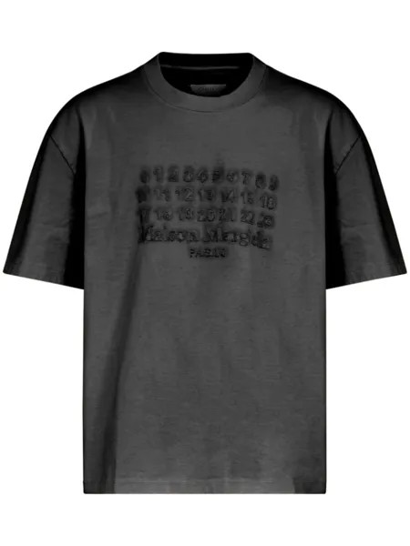 Maison Margiela футболка с вышитым логотипом, серый