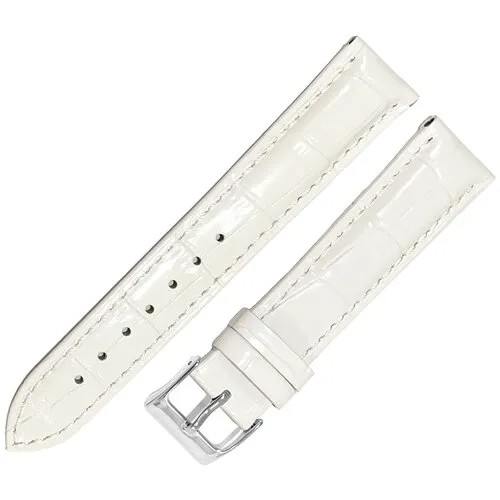 Ремешок 2020-182-162 Белый кожаный ремень для женских наручных часов из натуральной кожи 18 х16 мм М крокодил