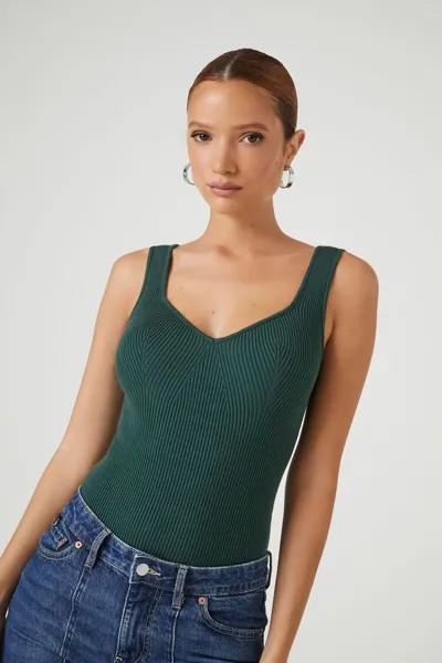 Трикотажное боди-свитер-майка Forever 21, зеленый