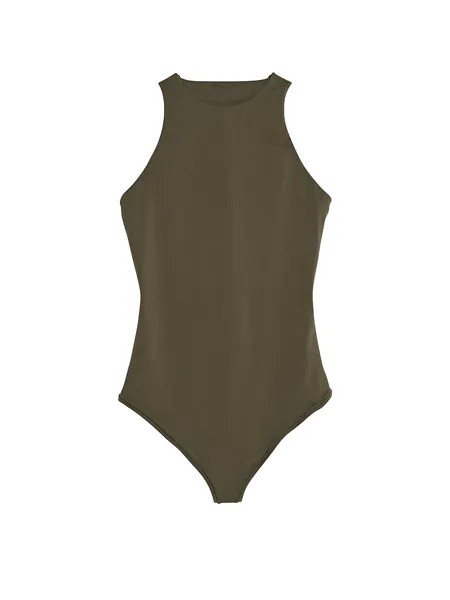 Боди Victoria's Secret Pink Base Stretch High-neck, оливковый