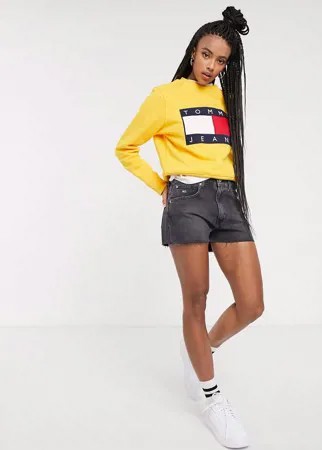 Черные джинсовые шорты мини с необработанной нижней кромкой Tommy Jeans-Черный