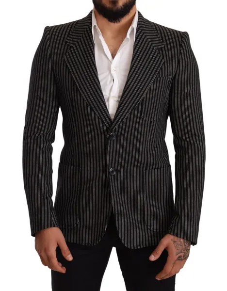 DOLCE - GABBANA Блейзер, черное шерстяное пальто в полоску приталенного кроя IT48/ US38/ M Рекомендуемая розничная цена 2400 долларов США