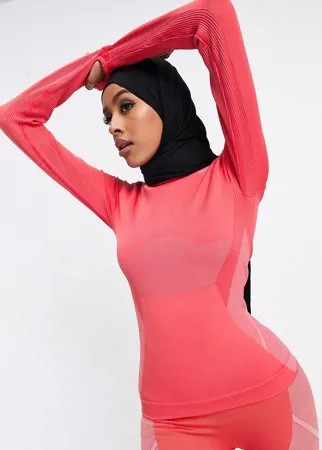 Бесшовный лонгслив с контурами в стиле колор-блок ASOS 4505-Красный