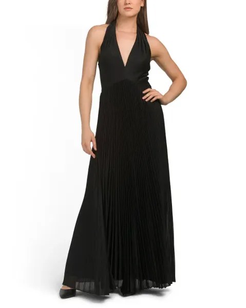Платье Tiffany из блестящего джерси Halston, черный
