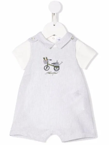 Emporio Armani Kids комбинезон с короткими рукавами и вышивкой